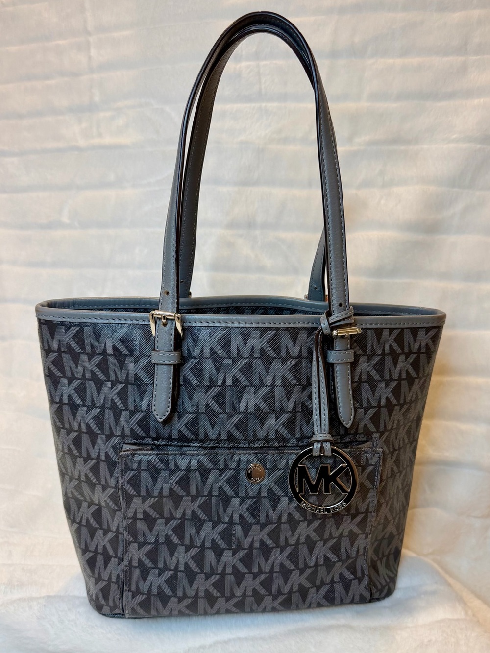 Michael Kors Charcoal Signature MK Logo Mini Tote Bag